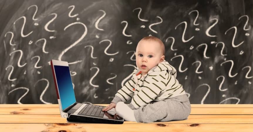 baby facing the monitor